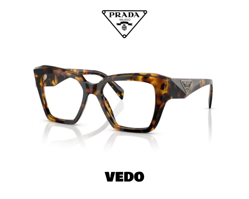 Square eyeglasses PRADA 09ZV vedosunglasses.com brown havana ellow