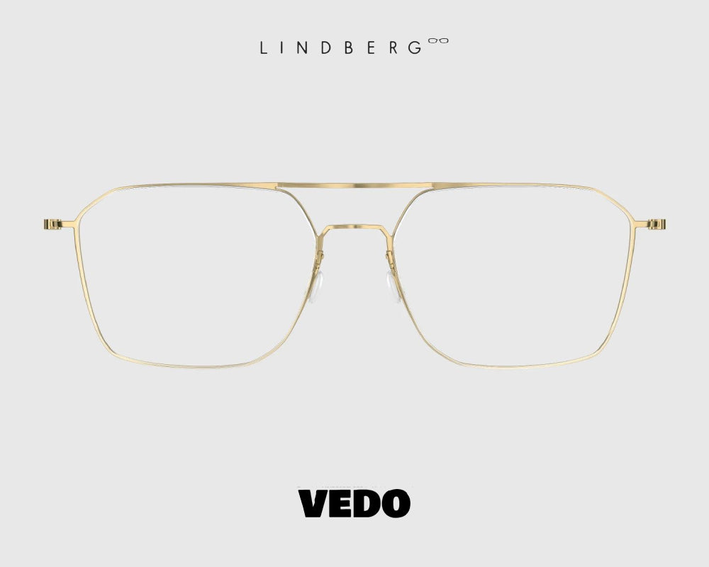 Squared aviator eyeglasses LINDBERG ThinTitanium 5517 vedosunglasses gold
