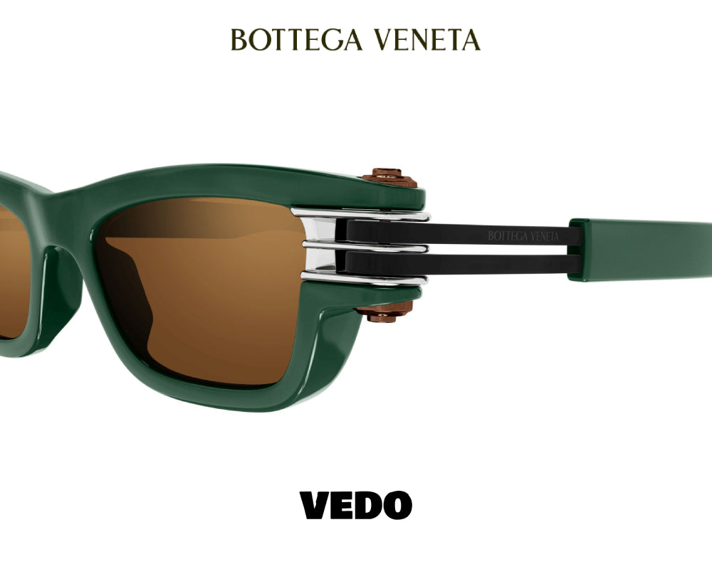 Narrow rectangular bold design BOTTEGA VENETA BV1308 sunglasses vedosunglasses green