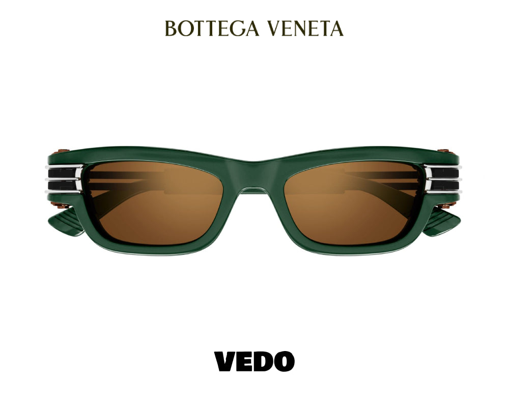 Narrow rectangular bold design BOTTEGA VENETA BV1308 sunglasses vedosunglasses green