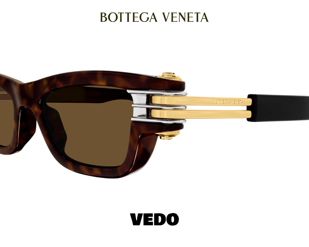 Narrow rectangular bold design BOTTEGA VENETA BV1308 sunglasses vedosunglasses havana