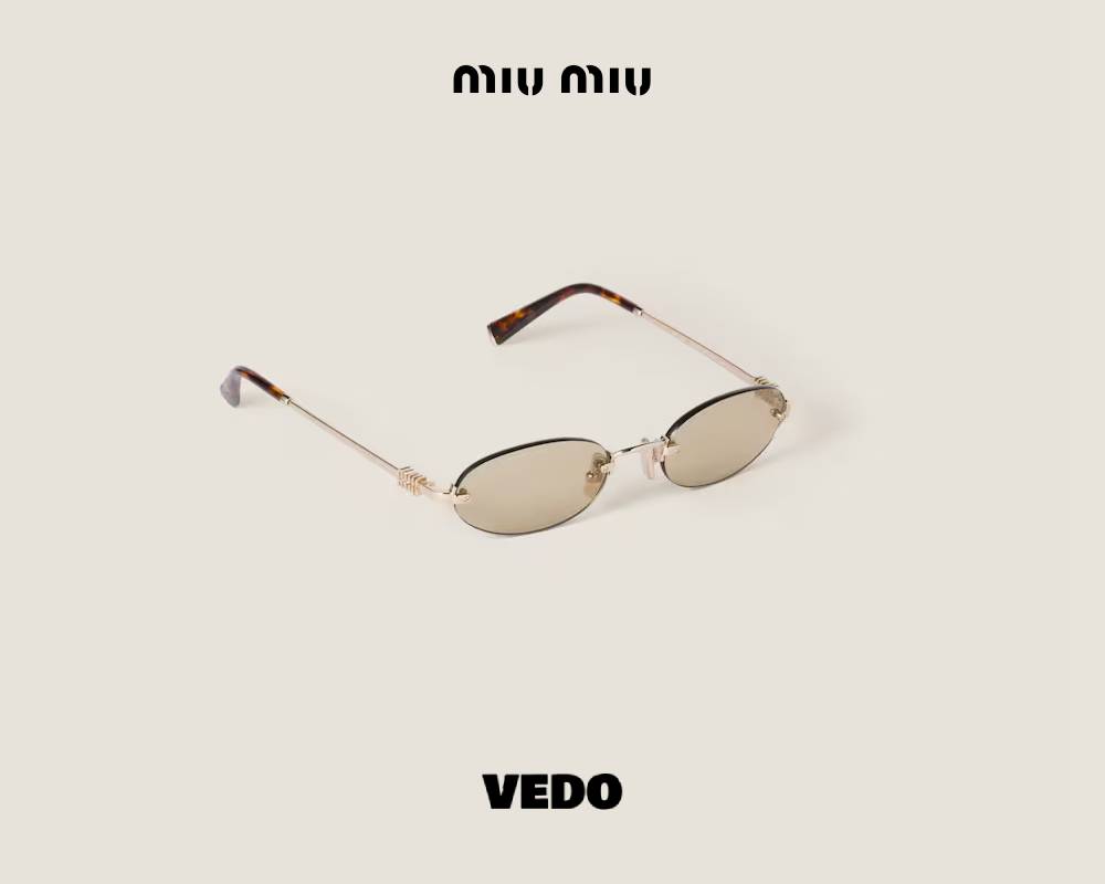 glasant Miu Miu SMU A54 Oval Metal Sunglasses gold light brown