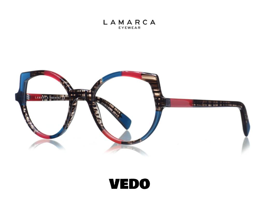 LAMARCA Mosaico 149 roundly cat eye eyeglasses vedosunglasses blue red