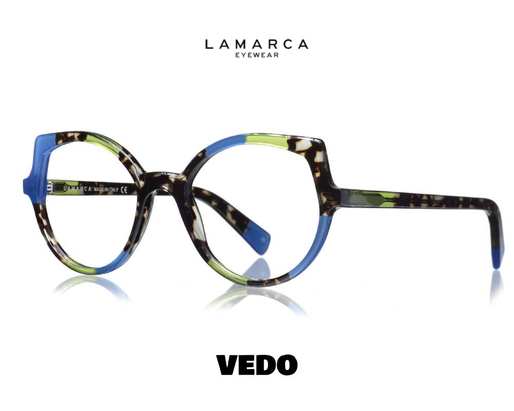 LAMARCA Mosaico 149 roundly cat eye eyeglasses vedosunglasses blue green