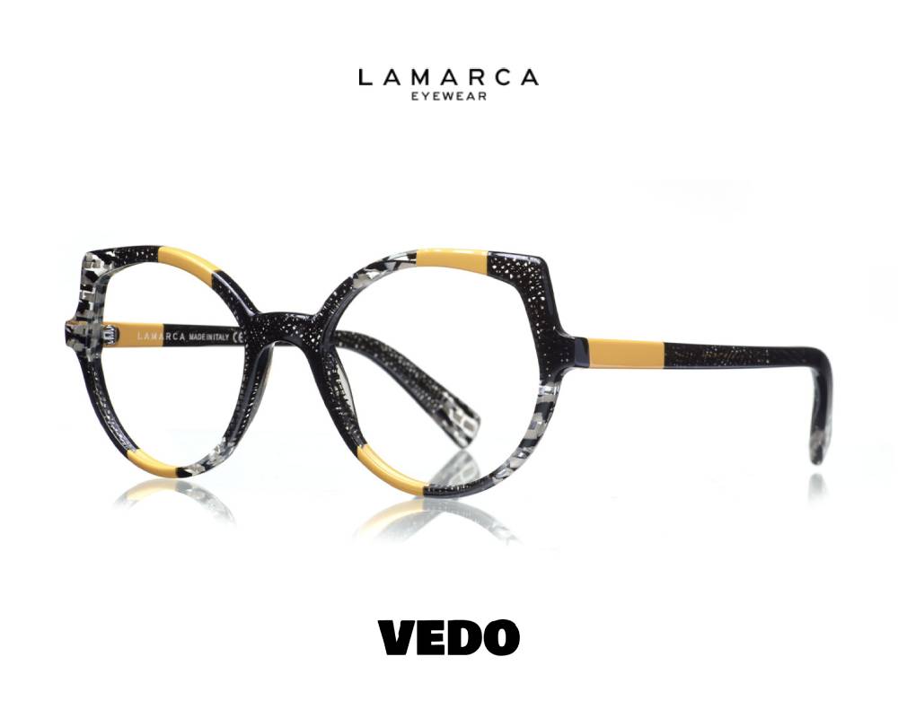LAMARCA Mosaico 149 roundly cat eye eyeglasses vedosunglasses black yellow