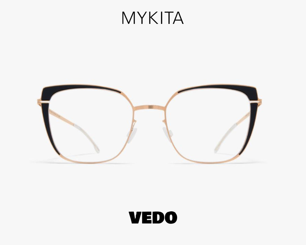 Feminine cat eye eyeglasses MIKYTA Decades VIOLA vedosunglasses.com black & gold