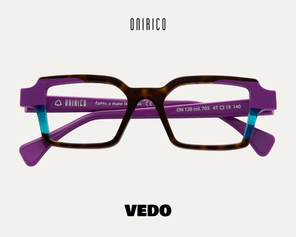 Small square colored eyeglasses ONIRICO ON128 vedosunglasses.com dar brown havana violet
