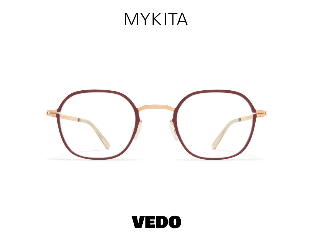 Square round eyeglasses MYKITA JES vedosunglasses.com cramberry gold