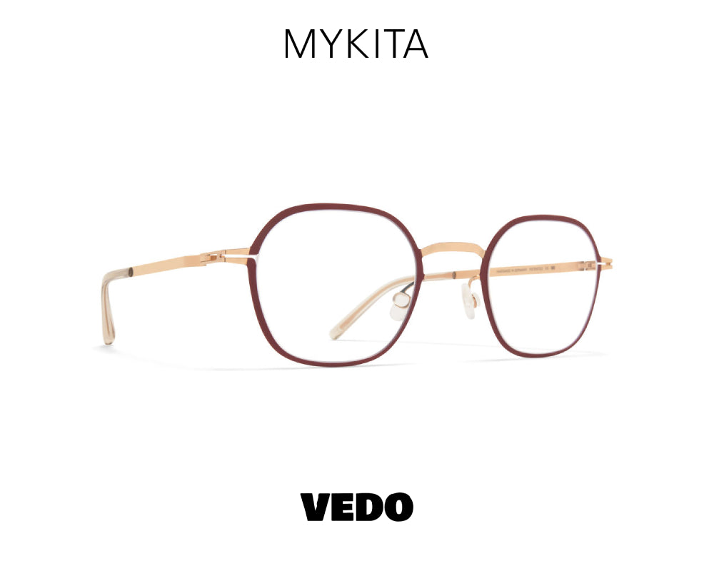 Square round eyeglasses MYKITA JES vedosunglasses.com cramberry gold