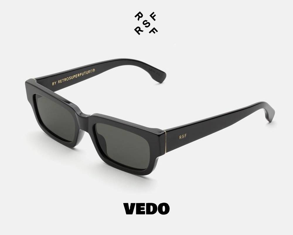 Rectangular vintage shape sunglasses Retrosuperfuture ROMA vedosunglasses black