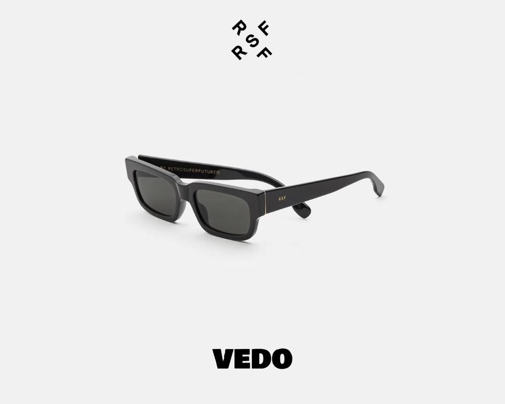 Rectangular vintage shape sunglasses Retrosuperfuture ROMA vedosunglasses black