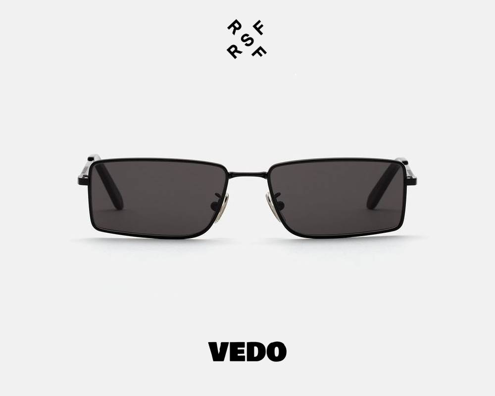 Minimal metal rectangular Retrosuperfuture RSF CHOPPER sunglasses vedosunglasses black