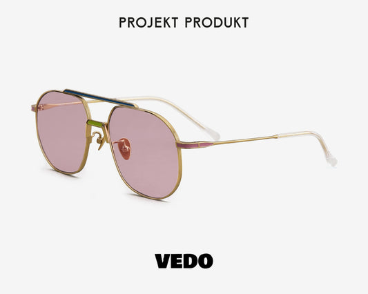 Square aviator colored titanium sunglasses PROJEKT PRODUKT AU10 vedosunglasses.com gold pink