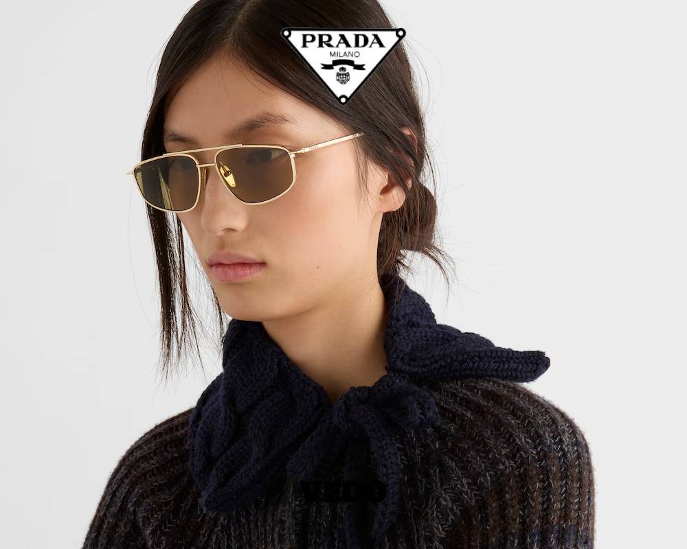 Aviator design Prada SPR C51 Metal Sunglasses gold 