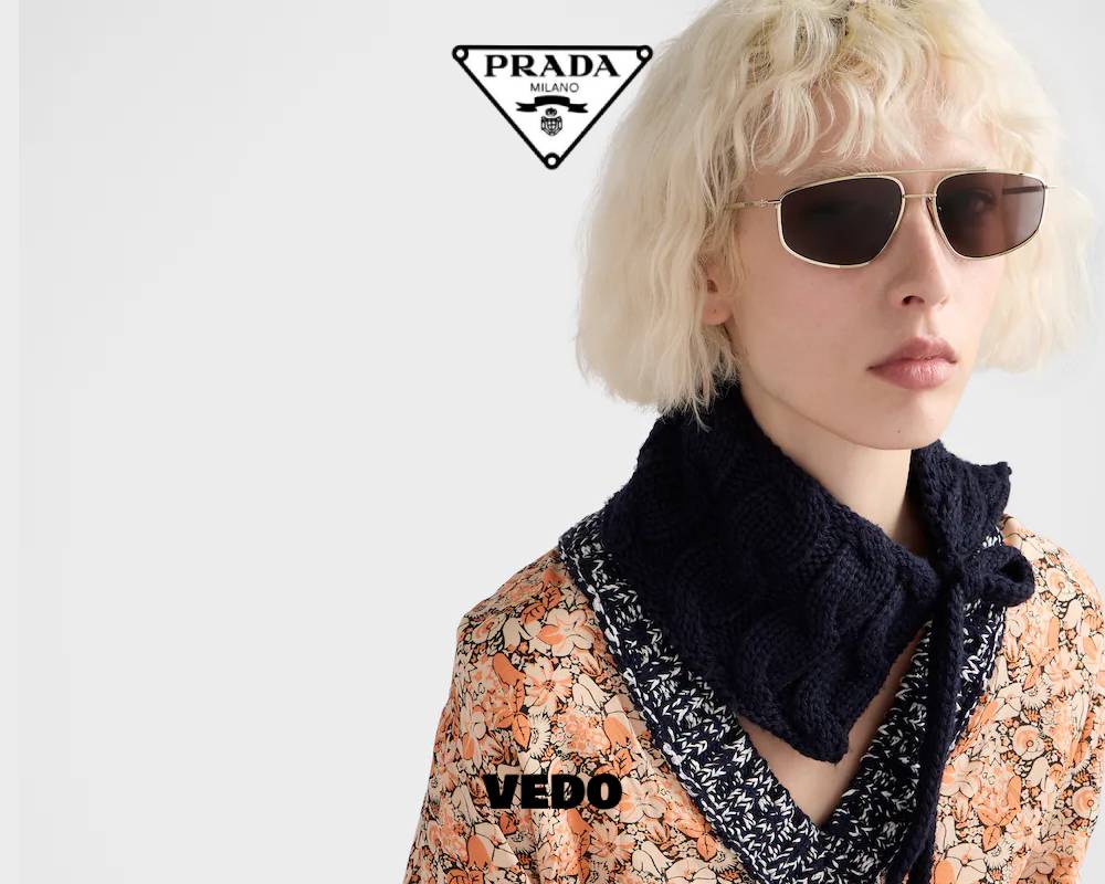 Aviator design Prada SPR C51 Metal Sunglasses gold brown