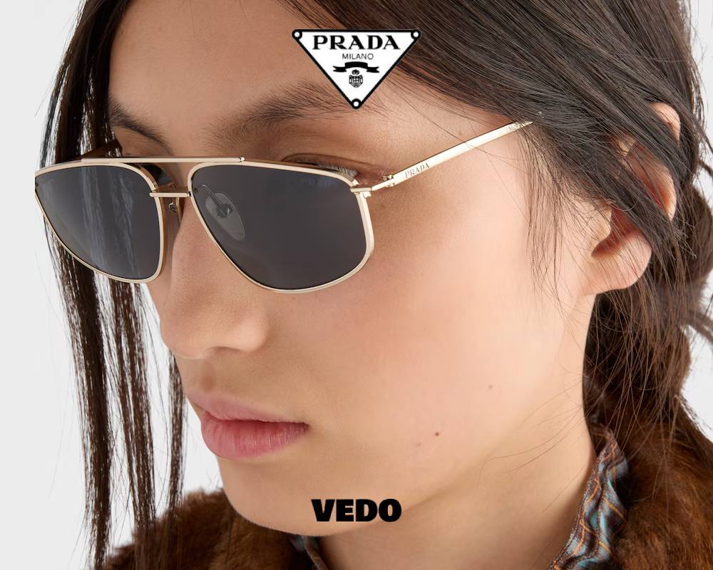 Aviator design Prada SPR C51 Metal Sunglasses gold grey lenses