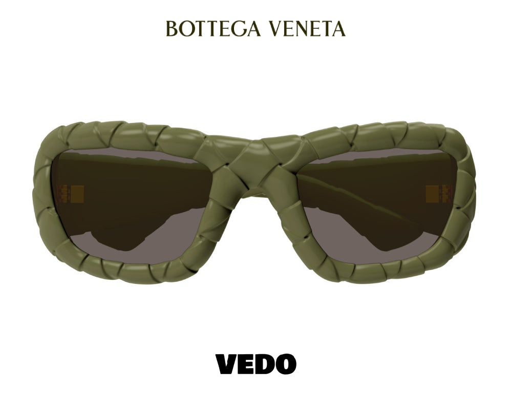 Woven texture wraparound sunglasses BOTTEGA VENETA BV1303 vedosunglasses green