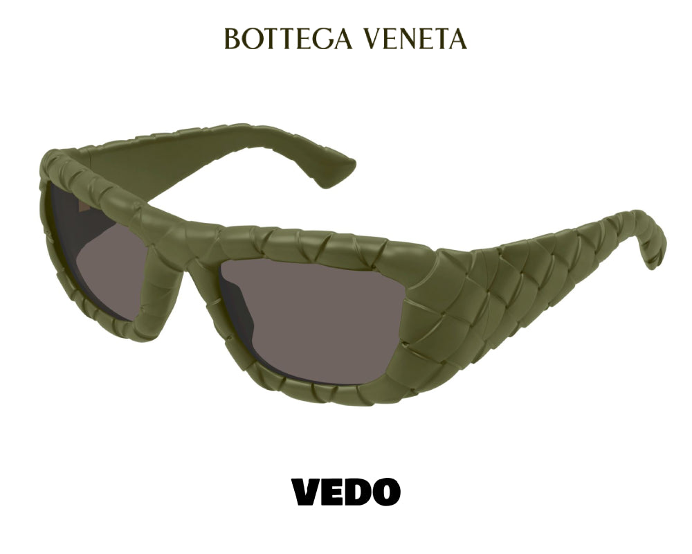 Woven texture wraparound sunglasses BOTTEGA VENETA BV1303 vedosunglasses green