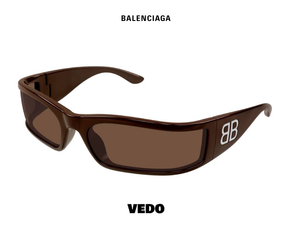 Balenciaga BB 0458S Wraparound Sunglasses brown