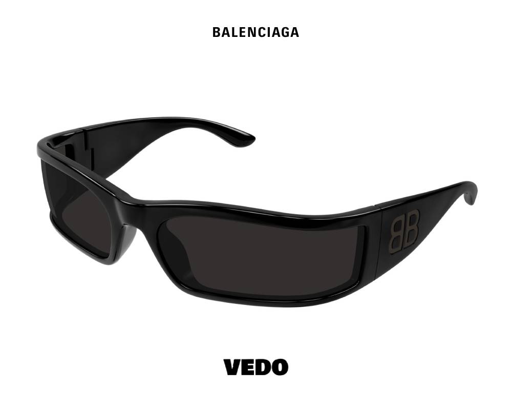 Balenciaga BB 0458S Wraparound Sunglasses total black
