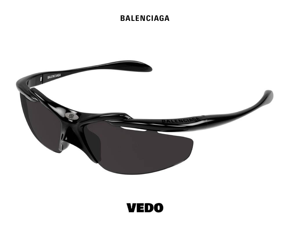 Balenciaga BB 0464S Sporty Wraparound Sunglasses vedosunglasses.com black