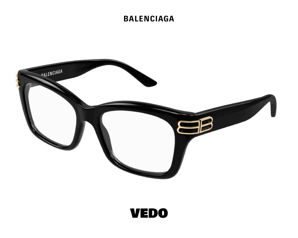 Balenciaga BB 0472 Square Bold Cat-Eye Eyeglasses vedosunglasses.com black