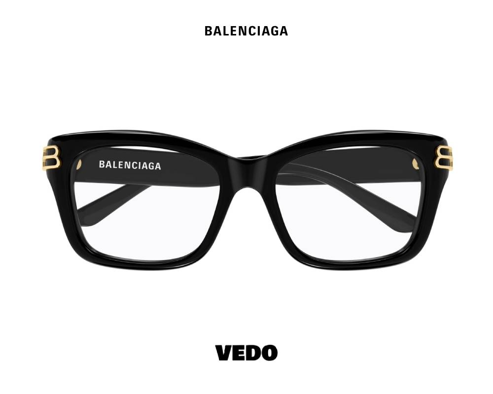 Balenciaga BB 0472 Square Bold Cat-Eye Eyeglasses vedosunglasses.com black
