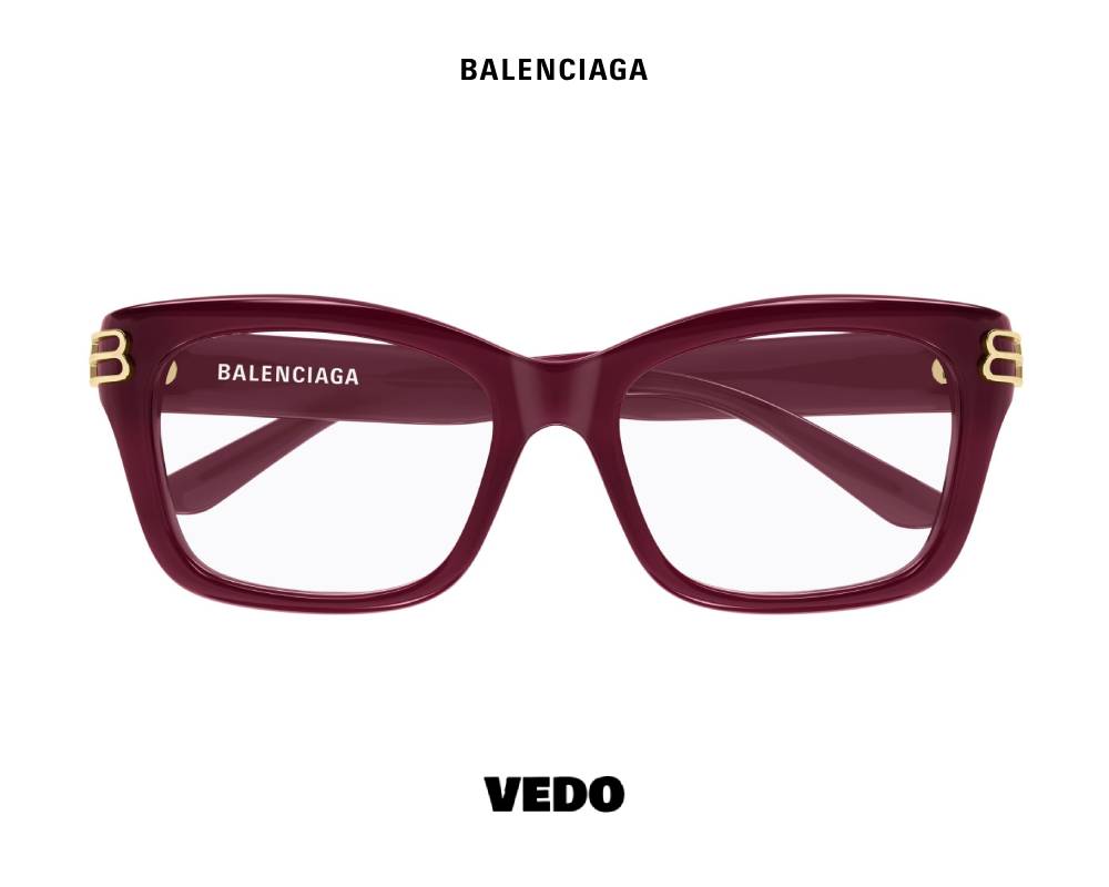 Balenciaga BB 0472 Square Bold Cat-Eye Eyeglasses vedosunglasses.com burgundy