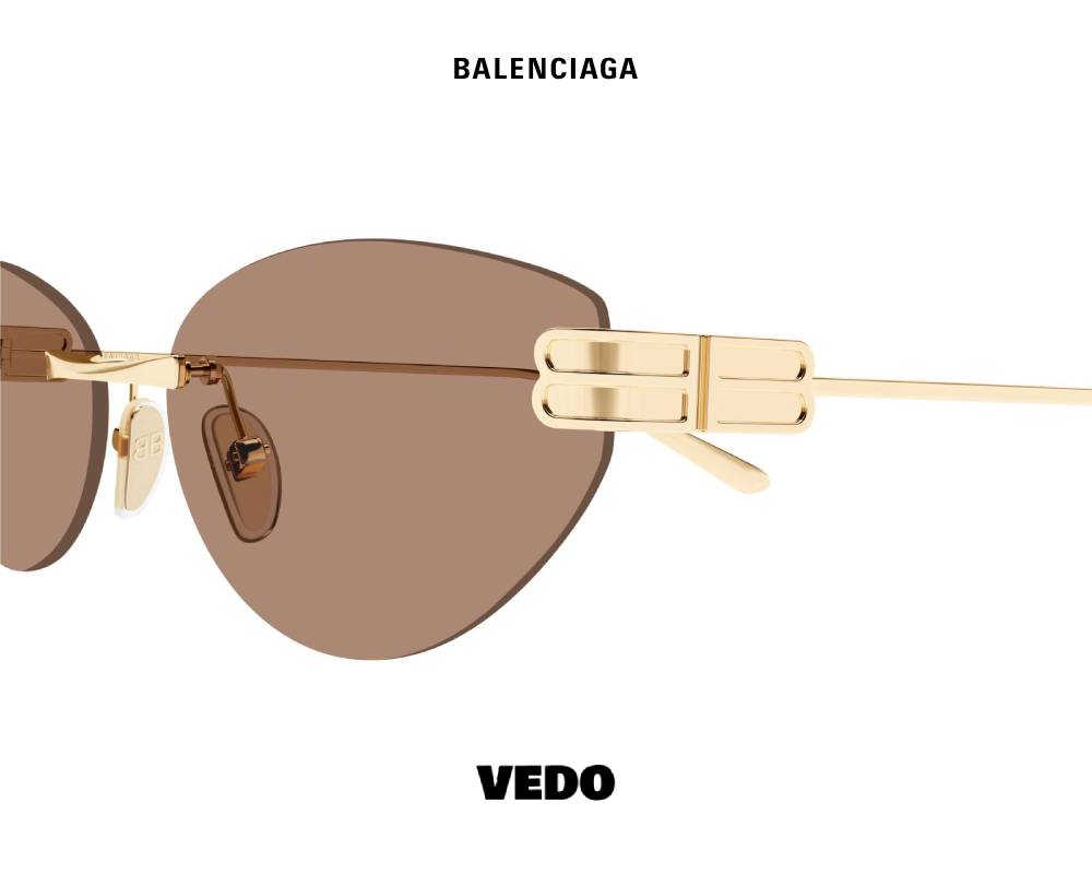 Balenciaga BB 0486S Feminine Rimless Sunglasses gold