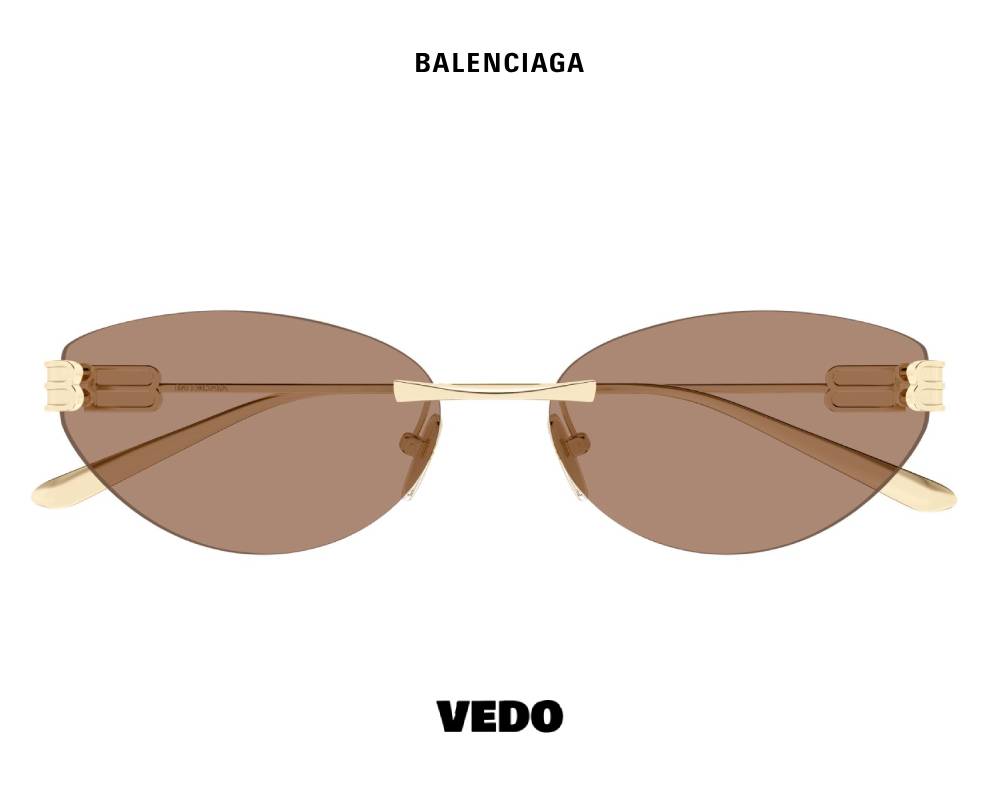 Balenciaga BB 0486S Feminine Rimless Sunglasses gold