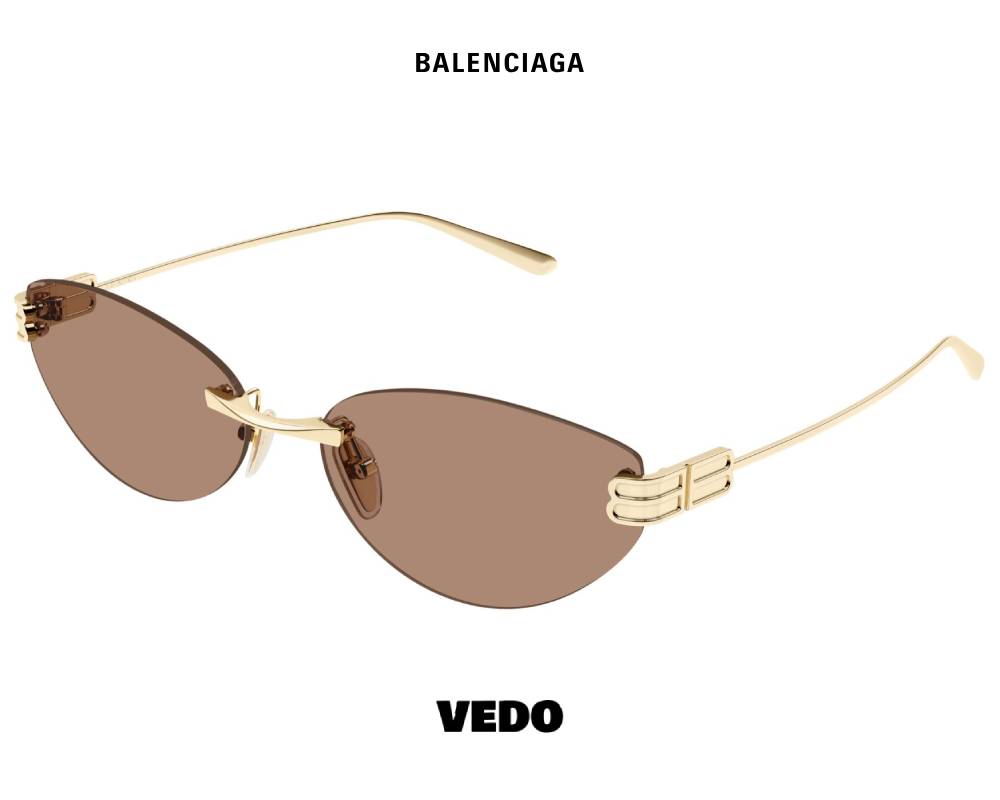 Balenciaga BB 0486S Feminine Rimless Sunglasses gold