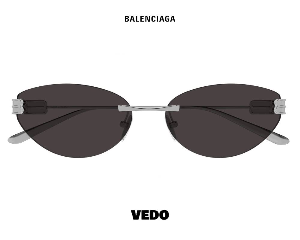 Balenciaga BB 0486S Feminine Rimless Sunglasses gunmetal