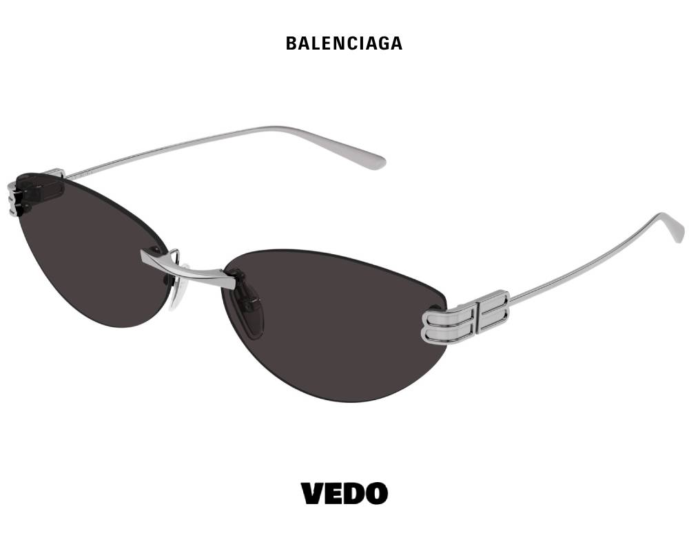 Balenciaga BB 0486S Feminine Rimless Sunglasses gunmetal