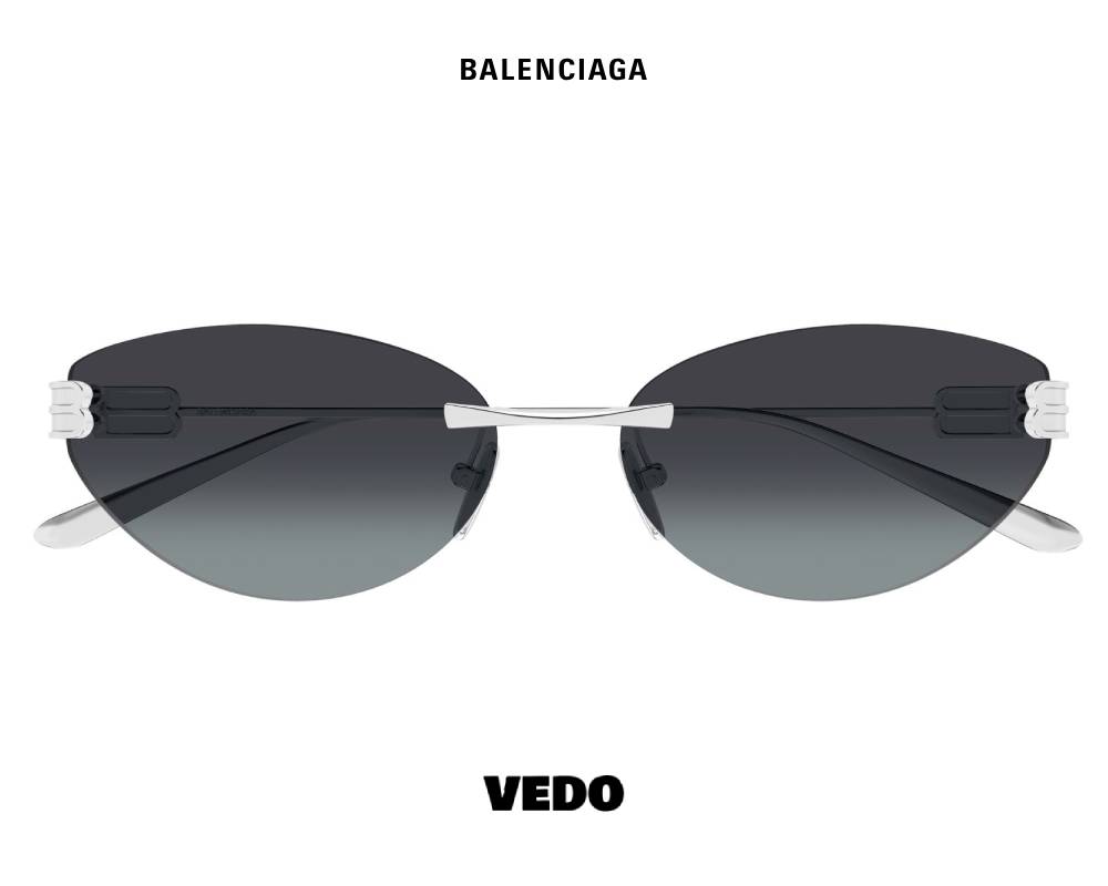 Balenciaga BB 0486S Feminine Rimless Sunglasses silver 