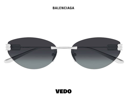 Balenciaga BB 0486S Feminine Rimless Sunglasses silver 