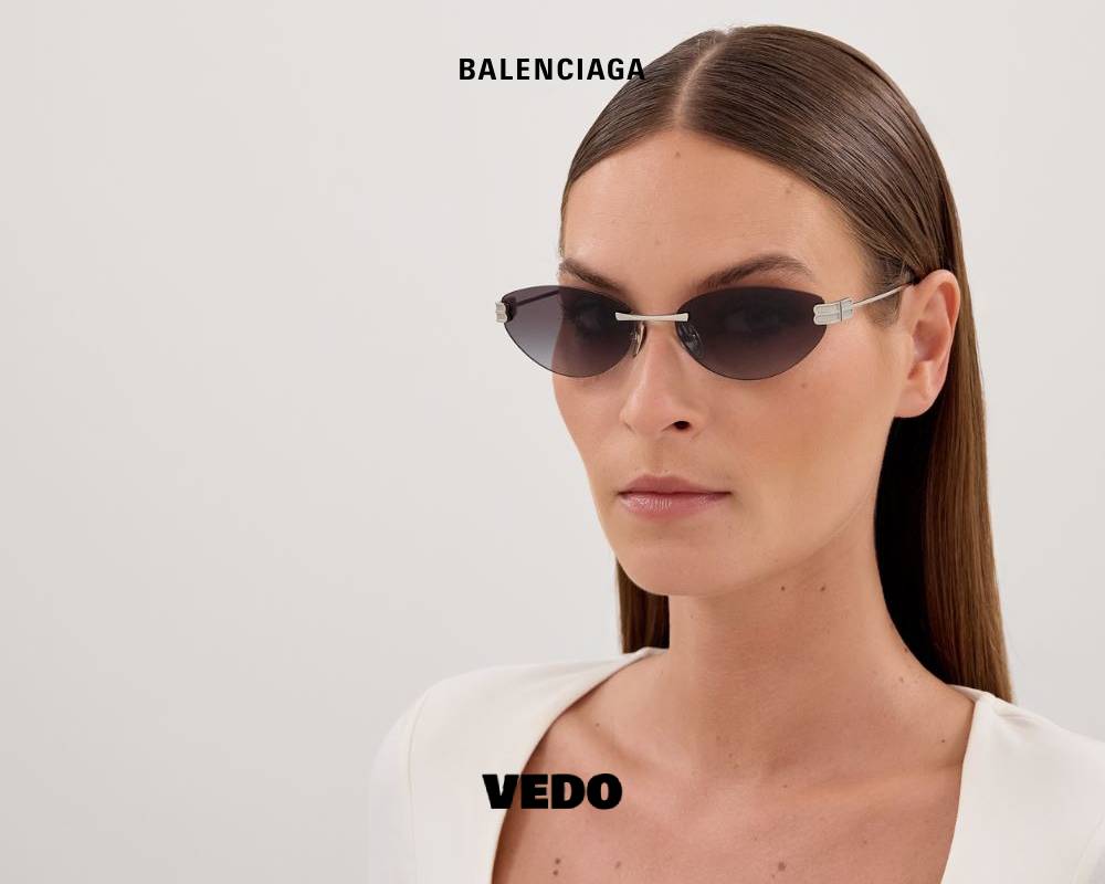 Balenciaga BB 0486S Feminine Rimless Sunglasses silver