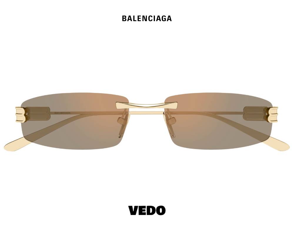 Balenciaga BB 0488SS Rimless Metal Sunglasses gold
