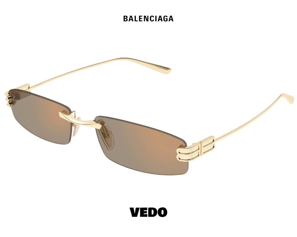 Balenciaga BB 0488SS Rimless Metal Sunglasses gold