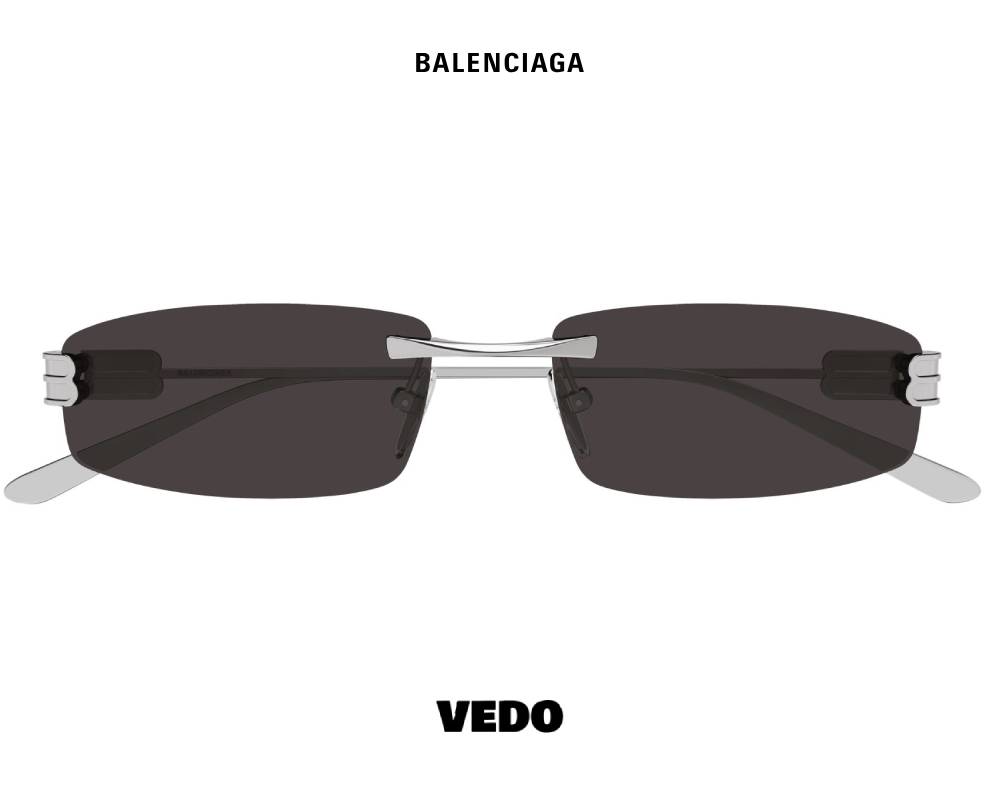 Balenciaga BB 0488SS Rimless Metal Sunglasses gunmetal