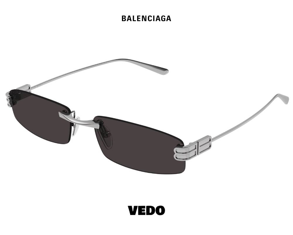 Balenciaga BB 0488SS Rimless Metal Sunglasses gunmetal