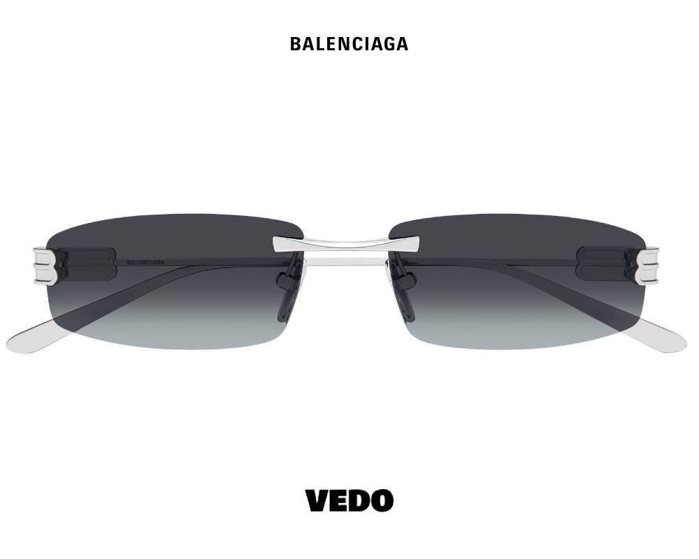 Balenciaga BB 0488SS Rimless Metal Sunglasses silver