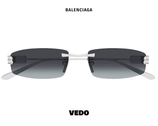 Balenciaga BB 0488SS Rimless Metal Sunglasses silver