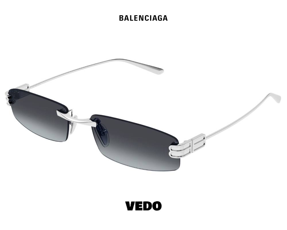 Balenciaga BB 0488SS Rimless Metal Sunglasses silver