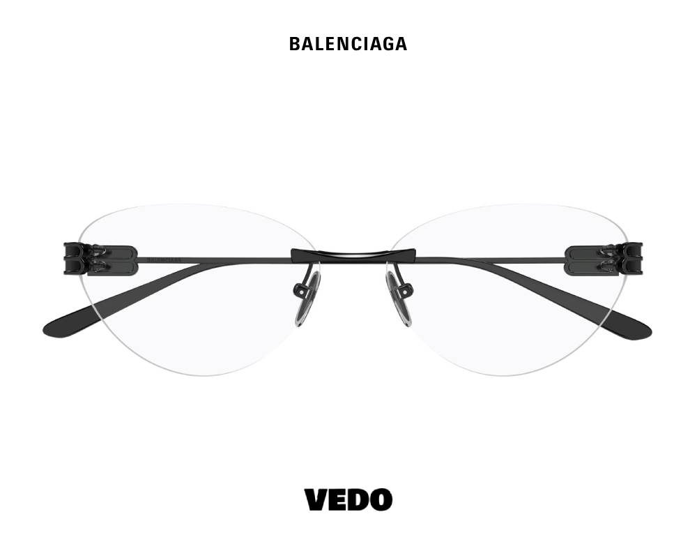 Balenciaga BB 0489 Rimless Rounded Cat-Eye Eyeglasses vedosunglasses.com black