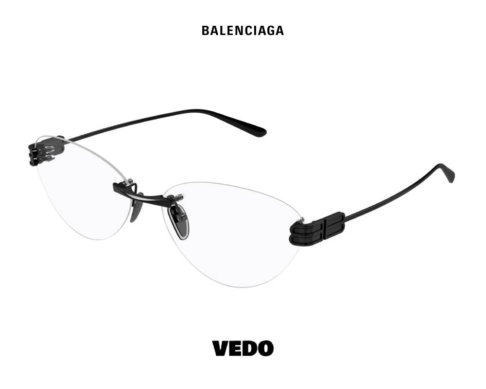 Balenciaga BB 0489 Rimless Rounded Cat-Eye Eyeglasses vedosunglasses.com black