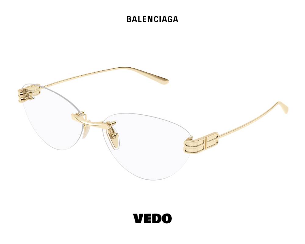 Balenciaga BB 0489 Rimless Rounded Cat-Eye Eyeglasses vedosunglasses.com gold