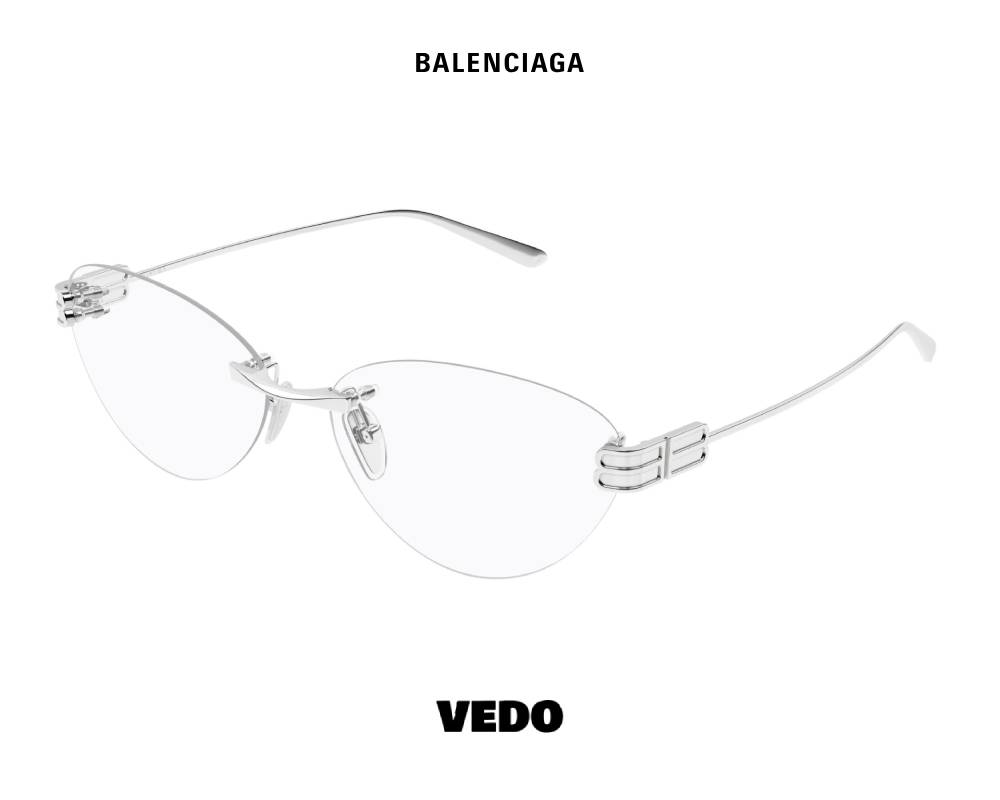 Balenciaga BB 0489 Rimless Rounded Cat-Eye Eyeglasses vedosunglasses.com silver