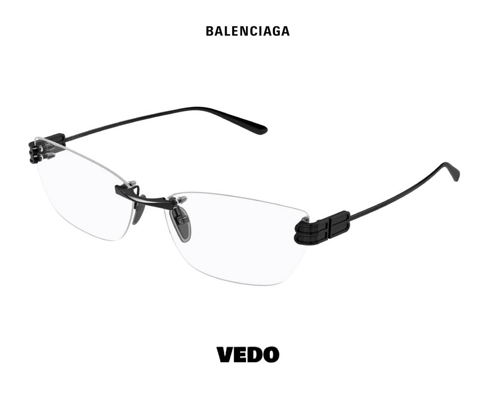 Balenciaga BB 0490 Rimless Cat-Eye Eyeglasses vedosunglasses.com black