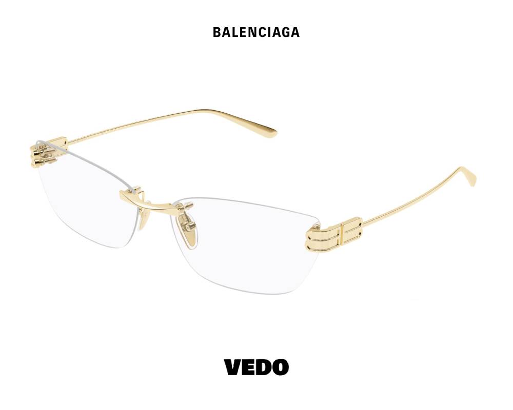 Balenciaga BB 0490 Rimless Cat-Eye Eyeglasses vedosunglasses.com gold