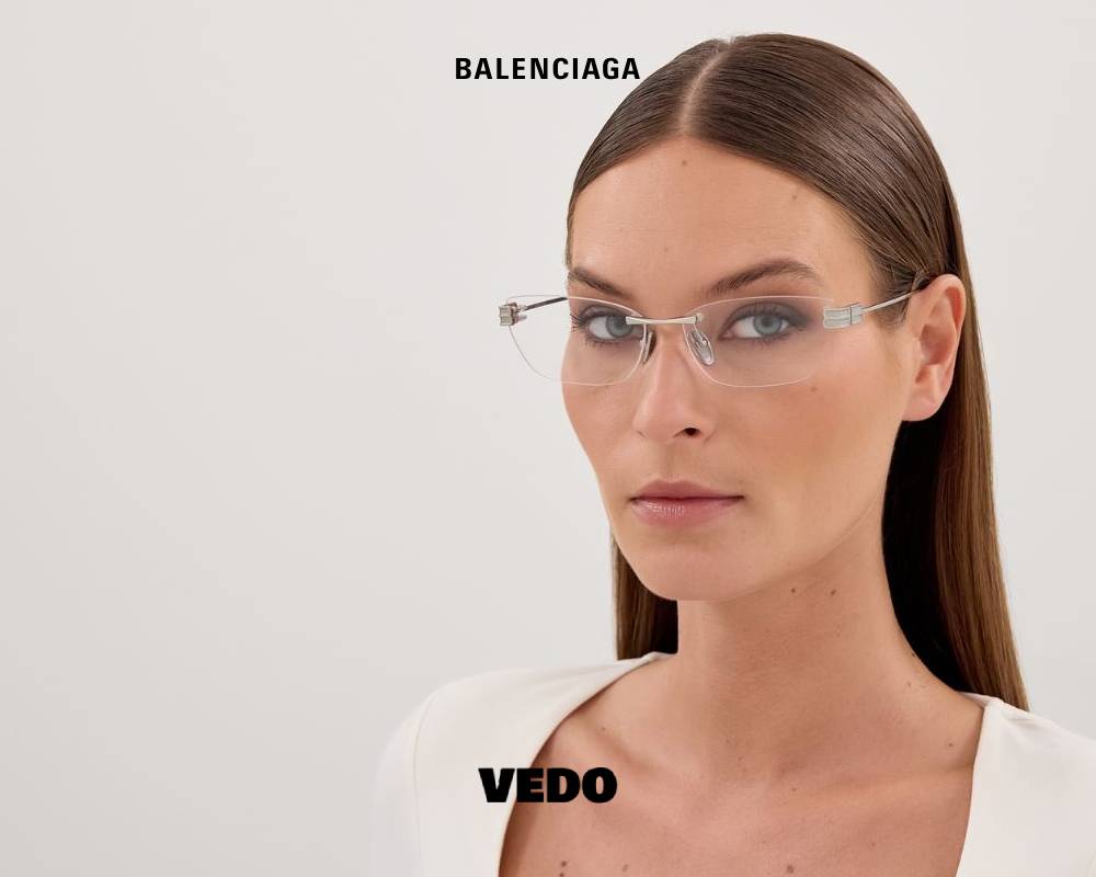 Balenciaga BB 0490 Rimless Cat-Eye Eyeglasses vedosunglasses.com silver